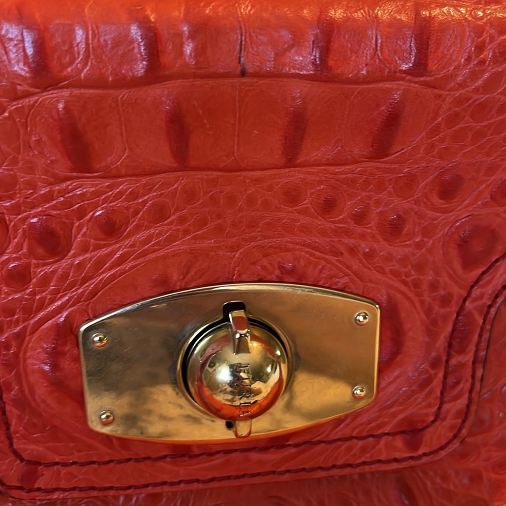 Furla Red Genuine Crocodile Leather Satchel Purse - Picture 5 of 6